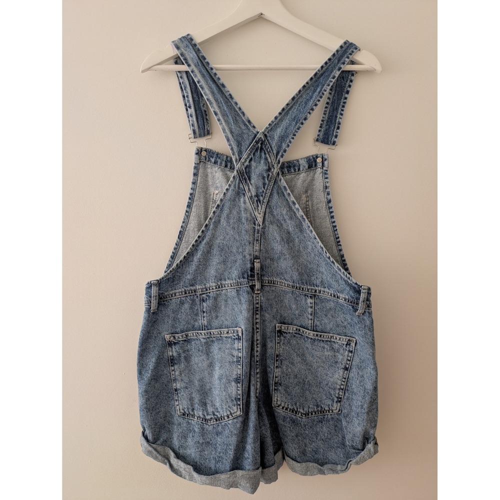 Free People We The Free Denim Short Overalls Light Wash Acid Blue Size S - Picture 5 of 5